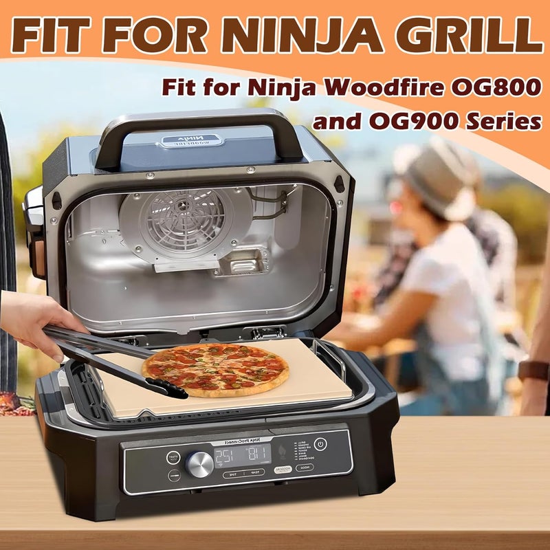 MOASKER Pizza Stone with Rack for Ninja Woodfire XL Grill OG800 OG900 Series Accessories, Woodfire Grill Pizza Stone for Ninja OG951 OG850 OG952 Pro Connect XL Outdoor Grill Accessories, Rectangle - Image 3